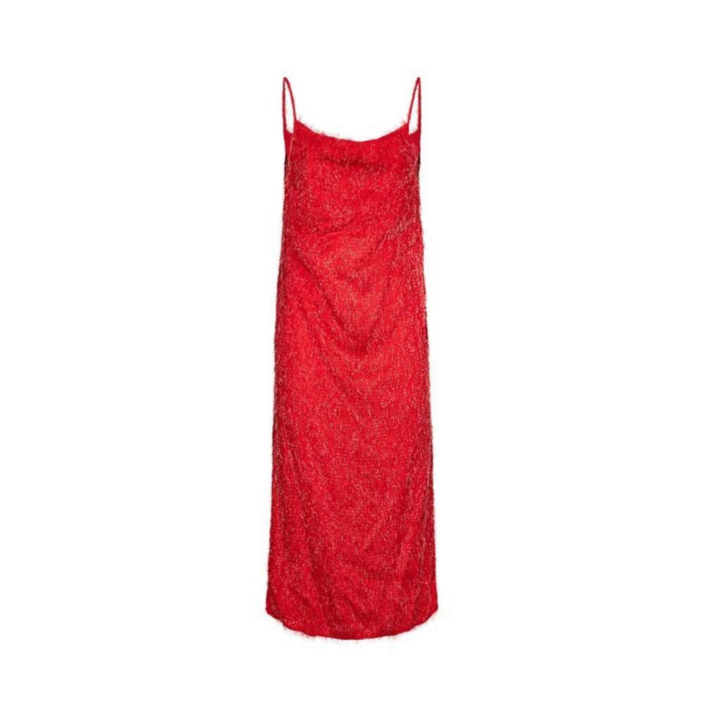 Bottega Veneta Women Flash Red Viscose Fil Coupé Midi Dress